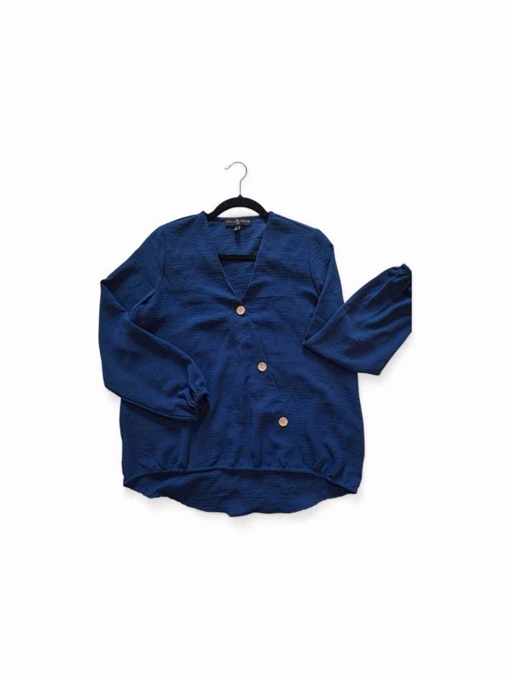 Fred David Navy Button-Front Blouse